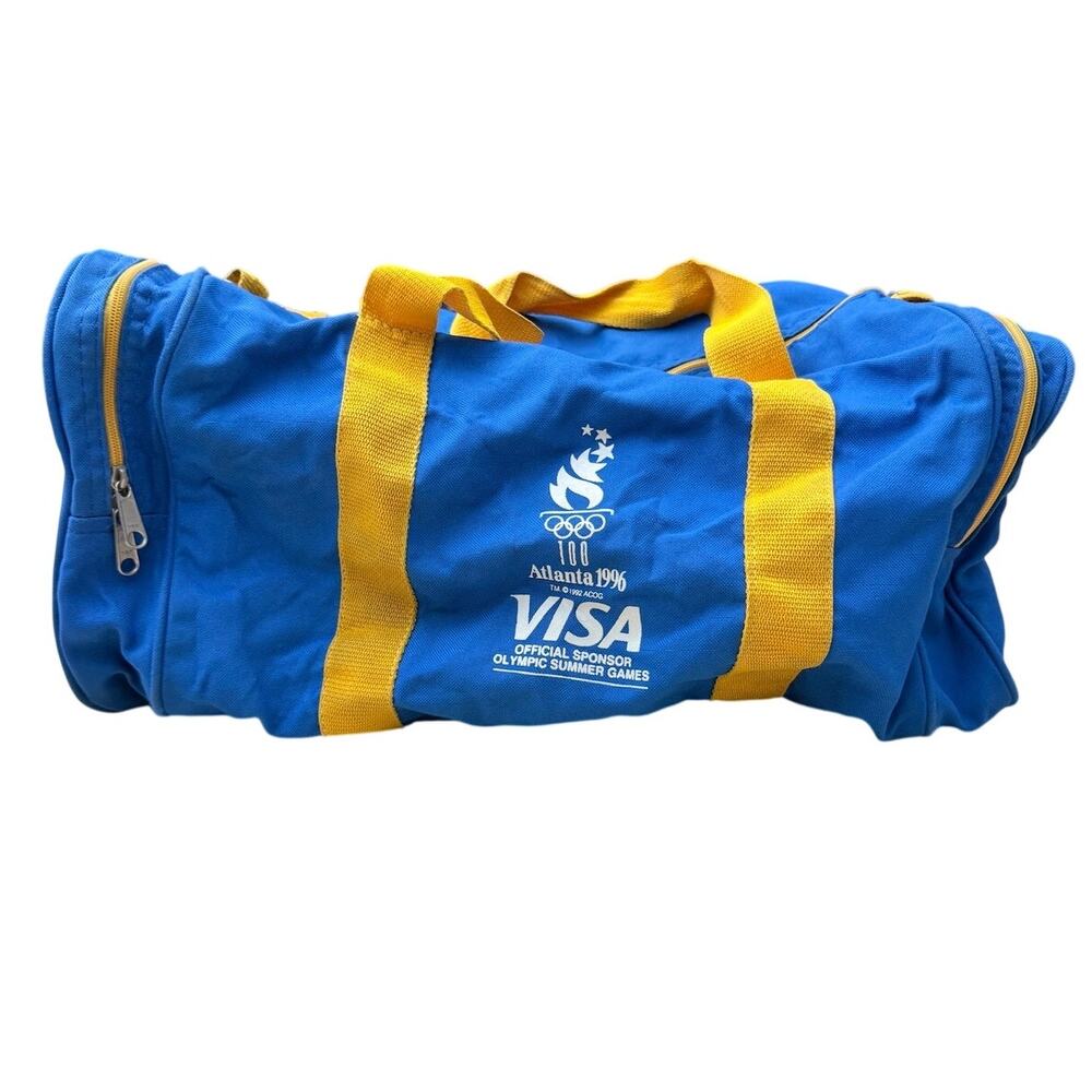 Atlanta U.S. Olympics Games 1996 Bag Visa card Blue Yellow Gym Duffle USA Made
